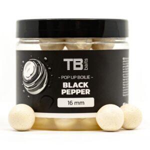 TB Baits Plávajúce Boilie Pop-Up White Black Pepper + NHDC