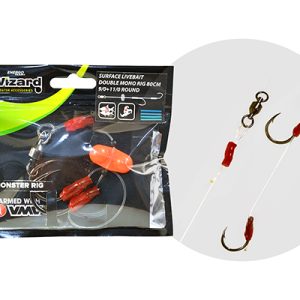 WIZARD MONSTER SURFACE LIVEBAIT DOUBLE MONO RIG