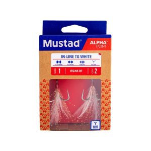 MUSTAD IN-LINE TRIPLE GRIP MUŠKÁRSKY TROJHÁČIK WHITE TINSEL