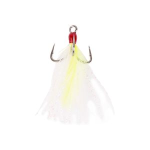 MUSTAD FEATHER TRIPLE GRIP CHARTREUSE UMELÁ TROJHÁČIKOVÁ NÁSTRAHA S PERÍM