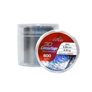 Carp Expert Neo 3D Camouflage Sivá + Čierna Monofilná Šnúra